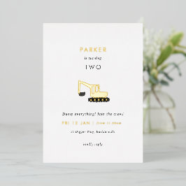 Digger Construction Party Folie Birthday Invite Folie Uitnodiging