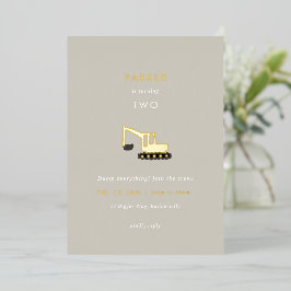 Digger Construction Party Folie Birthday Invite Uitnodiging