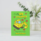 Digger Cute Kid Valentine's Day Excavator Carte po (Debout devant)