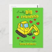 Digger Cute Kind Valentijnsdag Excavator Briefkaar Briefkaart (Voorkant / Achterkant)