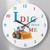 Digger thema jongens slaapkamer grote klok