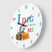 Digger thema jongens slaapkamer grote klok (Hoek)