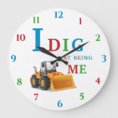 Digger thema jongens slaapkamer grote klok (Voorkant)