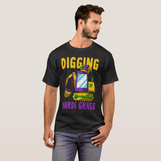 Digging Mardi Gras Cool Jester Excavator Construct T-shirt (Voorkant volledig)