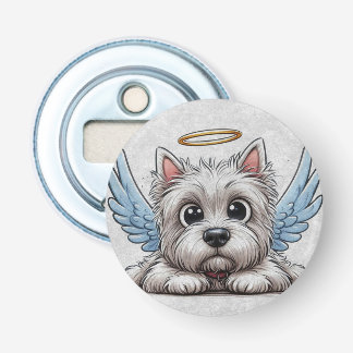 DigiPups West Highland Terrier Hondenstrand Scene Button Flesopener