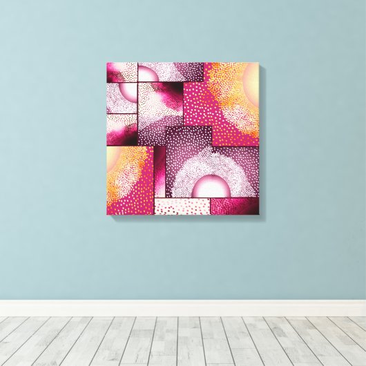 Digitaal Abstract Stipple Art Canvas (Insitu (Houten vloer))