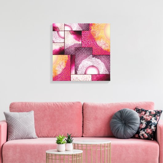 Digitaal Abstract Stipple Art Canvas (Insitu (Woonkamer))