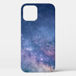 Digitaal blauw en paars sterrenstelsel iPhone 12 hoesje