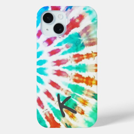 Digitaal Blauw Turquoise Roze Tie Dye iPhone Case (Achterkant)