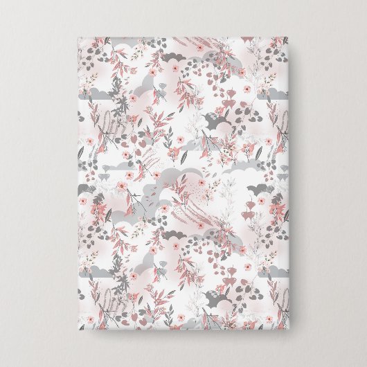 Digitaal bloemenpatroon op pasteltonen button (Voorkant)