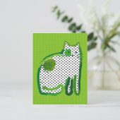 digitaal Briefkaart van " groene kat " (Staand voorkant)
