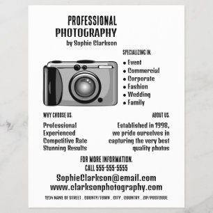 Digitaal camerapictogram fotograaf, fotografische flyer