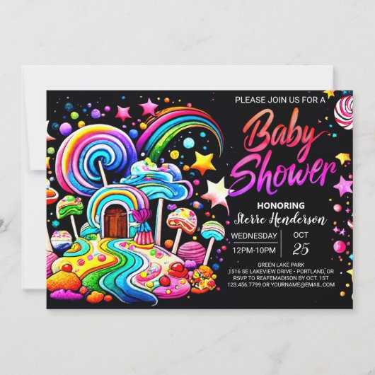 Digitaal Candyland Baby shower Kaart (Voorkant)