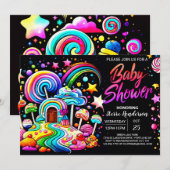 Digitaal Candyland Baby shower Kaart (Voorkant / Achterkant)