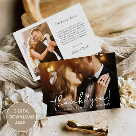 [Digitaal] Elegant script bruiloft dank u kaart