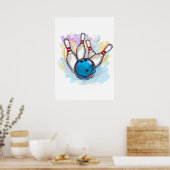 Digitaal geschilderd Bowling-ontwerp Poster (Keuken)