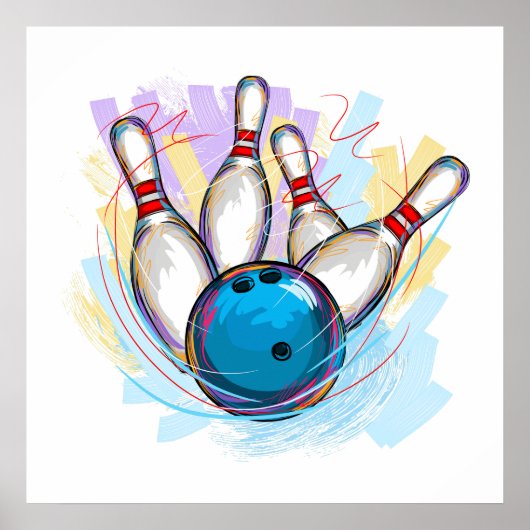 Digitaal geschilderd Bowling-ontwerp Poster (Voorkant)