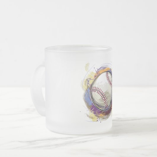 Digitaal geschilderd honkbalontwerp matglas koffiemok (Voorkant links)