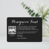 Digitaal Honeymoon fonds bruiloft zwart Informatiekaartje (Staand voorkant)