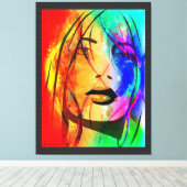Digitaal Kleurrijk Abstract Portret-verloren Meisj Canvas Afdruk (Insitu (Houten vloer))