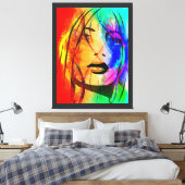 Digitaal Kleurrijk Abstract Portret-verloren Meisj Canvas Afdruk (Insitu (Slaapkamer))