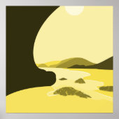 Digitaal kunstgeel strand Poster (Voorkant)