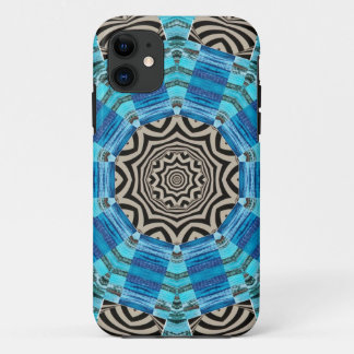 Digitaal kunstpatroon 7 Blauw, zwart en wit iPhone 11 Hoesje