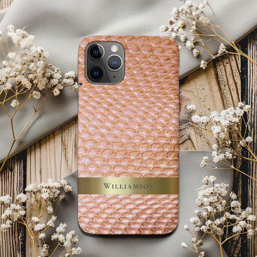 Digitaal lederen koper snakeskin Gold Metal Case-Mate iPhone Case