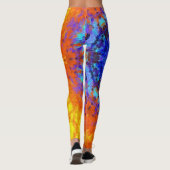 Digitaal Mandala Blauw Sinaasappel en Geel Leggings (Achterkant)