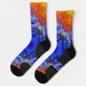 Digitaal Mandala Blauw Sinaasappel en Geel Sokken (Links)