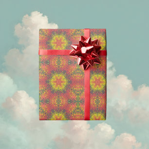 Digitaal Mandala Geel Rood en Zwart Cadeaupapier