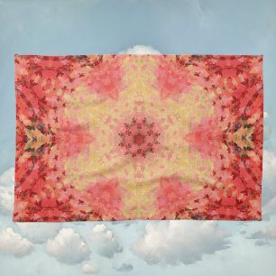 Digitaal Mandala Geel, Roze, en Rood Theedoek