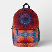 Digitaal Mandala Rood Sinaasappel en Blauw Bedrukte Rugzak (Voorkant)