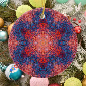 Digitaal Mandala Sinaasappel Blauw en Rood Keramisch Ornament