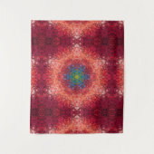 Digitaal Mandala Sinaasappel Blauw en Rood Wandkleed (Voorkant)