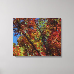 Digitaal olieverf herfstbomen canvasprint canvas afdruk