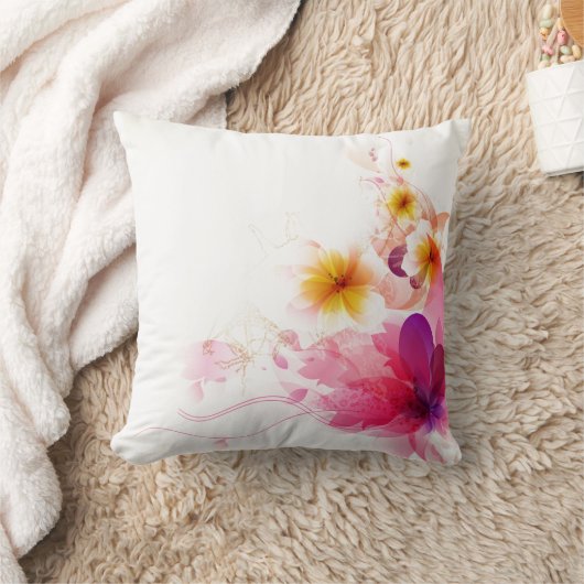 Digitaal roze bloemenpatroon Sierkussen (Deken)