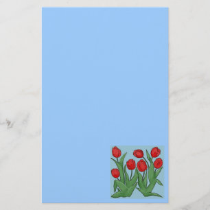 Digitaal schilderen met rode tulpen briefpapier