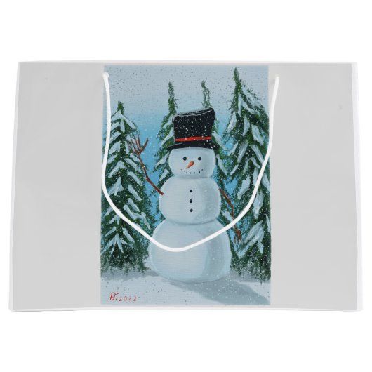 Digitaal schilderij van Snowman Groot Cadeauzakje (Voorkant)