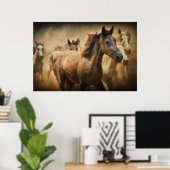 Digitaal schilderij van wilde paarden poster (Thuiskantoor)