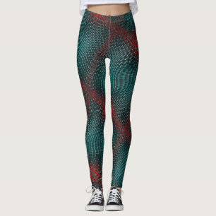 Digitaal verdraaid gaas van showcyaan over rood t leggings