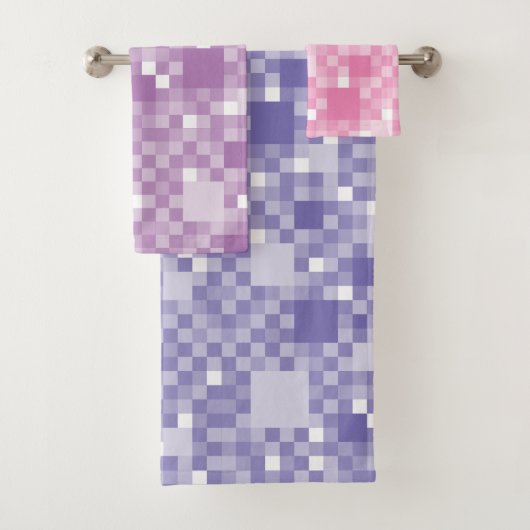 Digitaal Violet Pixelated Little Squares Bad Handdoek (Insitu)