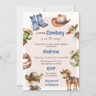 Digitaal Western Boy Baby shower Kaart