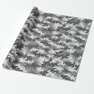 Digitaal zwartwitcamouflage- en zwartwitwaspapier cadeaupapier