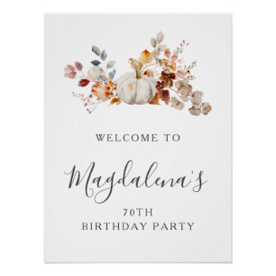 DIGITAL 70th Birthday Pompoen Bloem Welkom Perfect Poster
