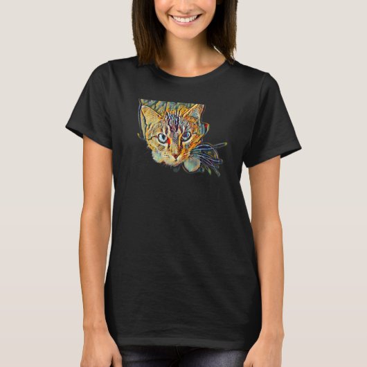 Digital Abstract Painting Of A Cat 10 T-shirt (Voorkant)