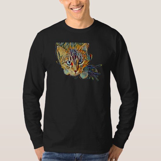 Digital Abstract Painting Of A Cat 10 T-shirt (Voorkant)