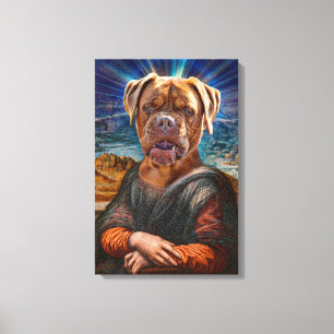Digital ART - BULLDOG MONA LISA Canvas Afdruk