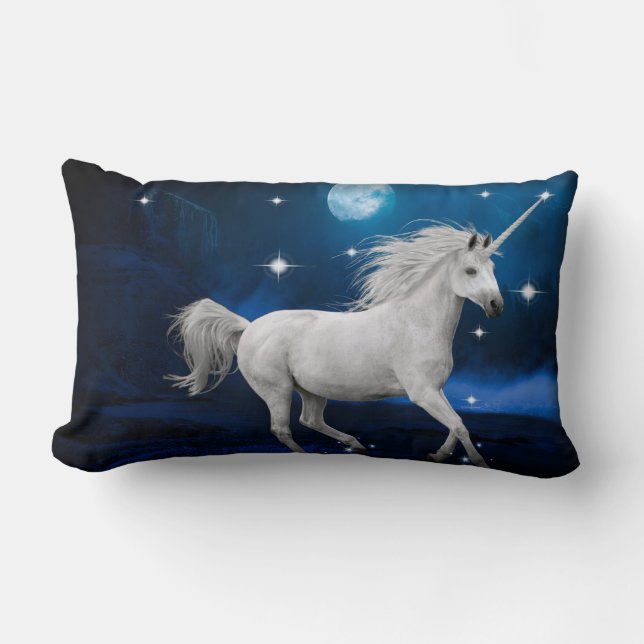 Digital Art Print Moonlight Unicorn Pillow Kussen (Voorkant)