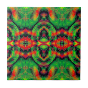 Digital Art Red Yellow Green - Abstract patroon Tegeltje